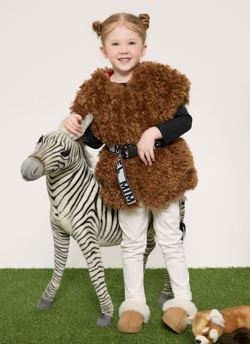 kids eco-fur vest (브라운)
